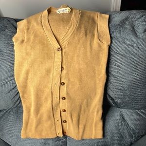 Sidney Gould small women vintage tan sweater vest button down excellent preowned